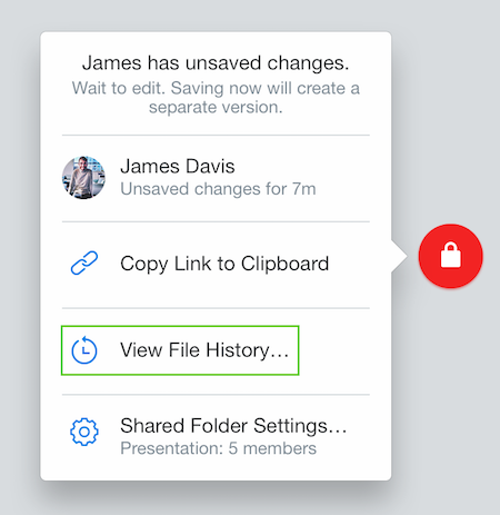View file history with the Dropbox badge